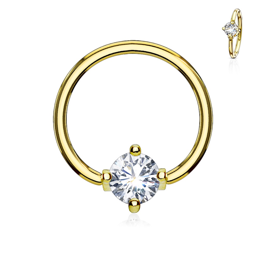 Prong Set Round Cz Captive Rings 316l Surgical Steel